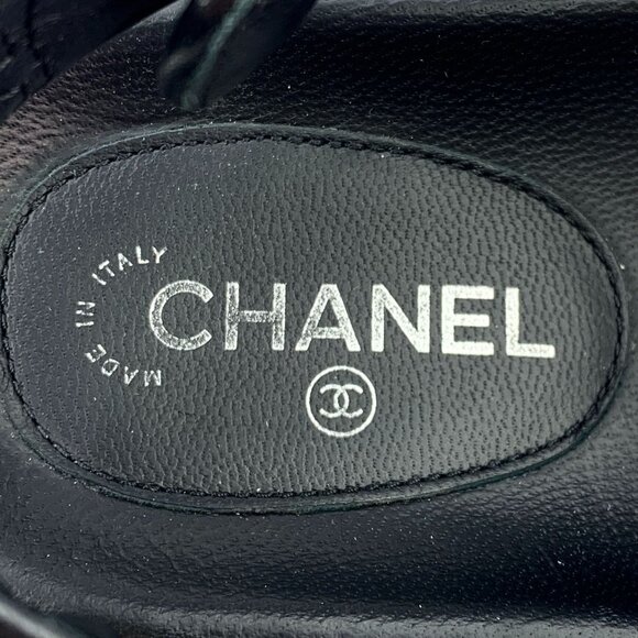 Chanel Black Leather Double Strap Sandals Made In Italy Size 36.5 - Picture 2 of 9